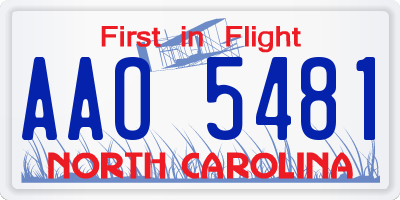 NC license plate AAO5481