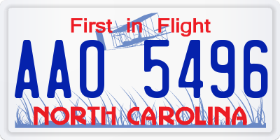 NC license plate AAO5496