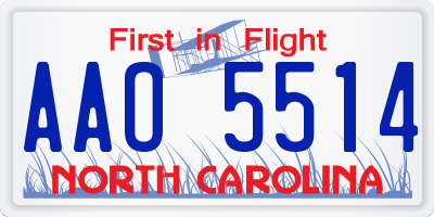 NC license plate AAO5514