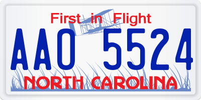 NC license plate AAO5524