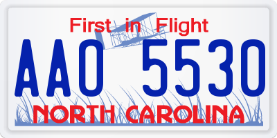 NC license plate AAO5530
