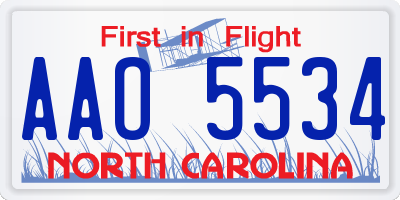 NC license plate AAO5534