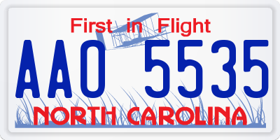 NC license plate AAO5535