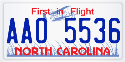 NC license plate AAO5536