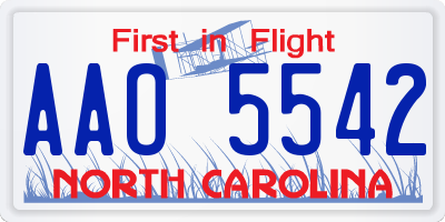 NC license plate AAO5542