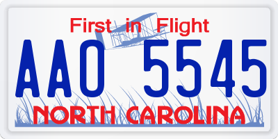 NC license plate AAO5545