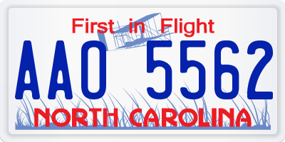 NC license plate AAO5562