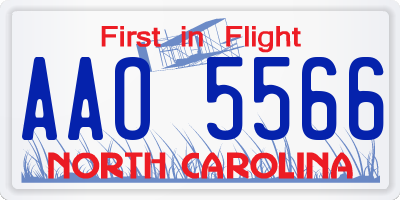 NC license plate AAO5566