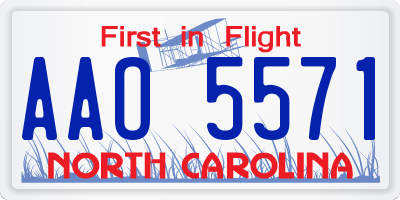 NC license plate AAO5571