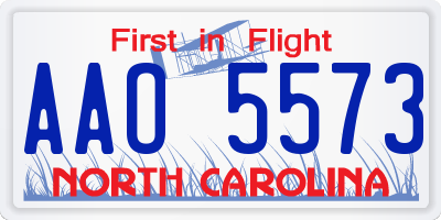 NC license plate AAO5573