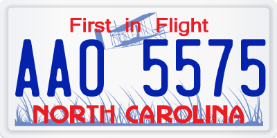 NC license plate AAO5575