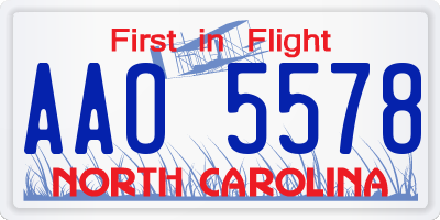NC license plate AAO5578