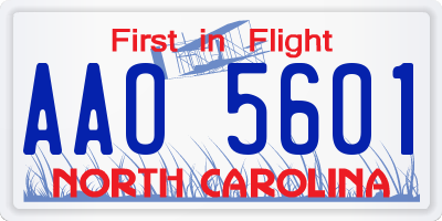 NC license plate AAO5601