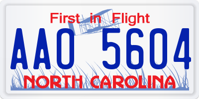 NC license plate AAO5604