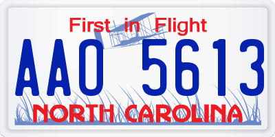 NC license plate AAO5613