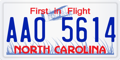 NC license plate AAO5614