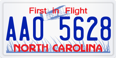 NC license plate AAO5628