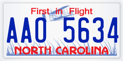 NC license plate AAO5634