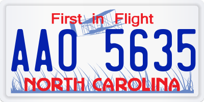 NC license plate AAO5635