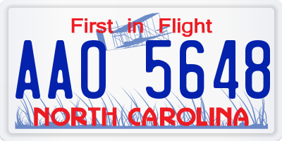 NC license plate AAO5648