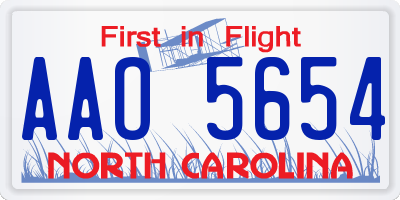 NC license plate AAO5654