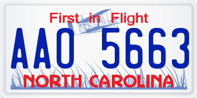 NC license plate AAO5663