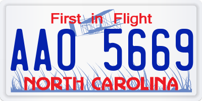 NC license plate AAO5669