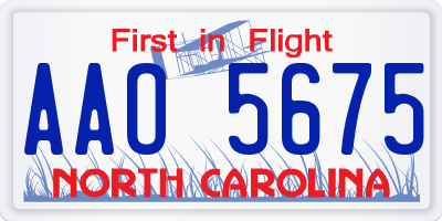 NC license plate AAO5675