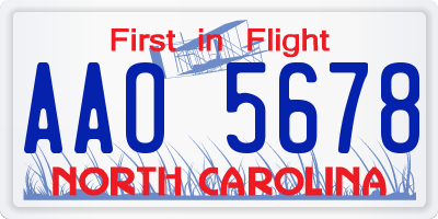 NC license plate AAO5678