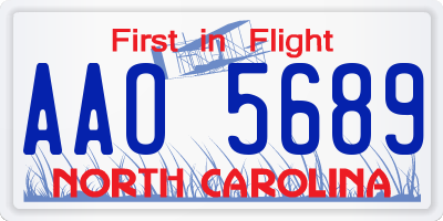 NC license plate AAO5689
