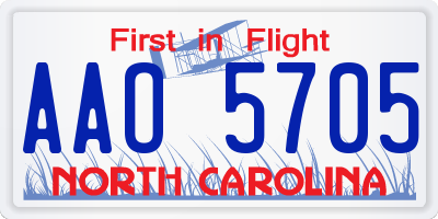 NC license plate AAO5705