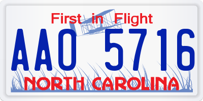NC license plate AAO5716
