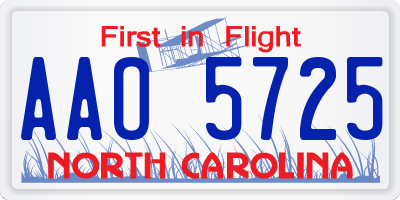 NC license plate AAO5725