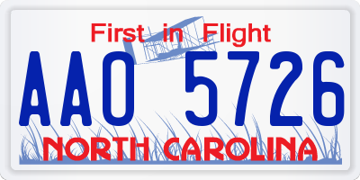 NC license plate AAO5726