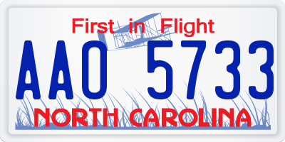 NC license plate AAO5733
