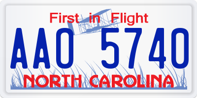 NC license plate AAO5740