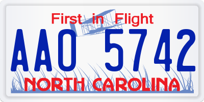 NC license plate AAO5742