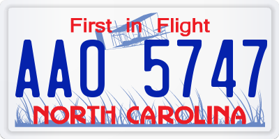 NC license plate AAO5747