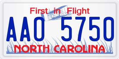 NC license plate AAO5750