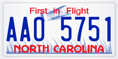 NC license plate AAO5751