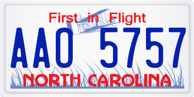 NC license plate AAO5757