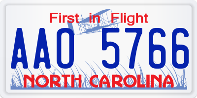 NC license plate AAO5766