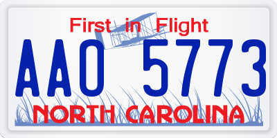 NC license plate AAO5773