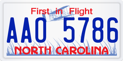 NC license plate AAO5786