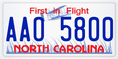 NC license plate AAO5800