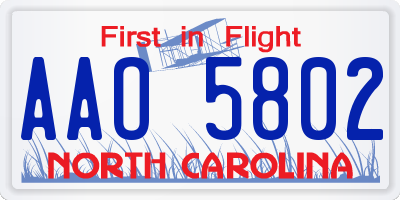 NC license plate AAO5802