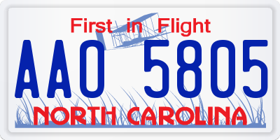 NC license plate AAO5805