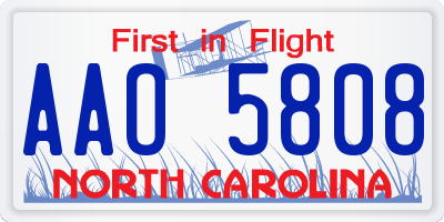NC license plate AAO5808