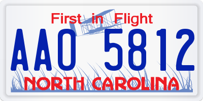NC license plate AAO5812