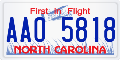 NC license plate AAO5818